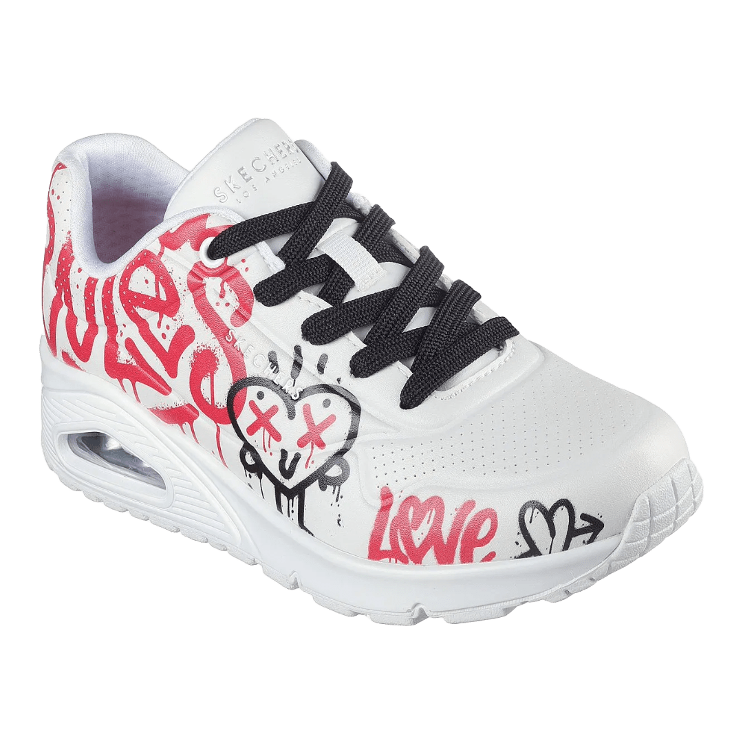 ZAPATILLAS SKECHERS UNO LOVE GRAFFITI BLANCO/ROJO (MUJER) | 177082 - WRBK SKECHERS 35 - RealSport
