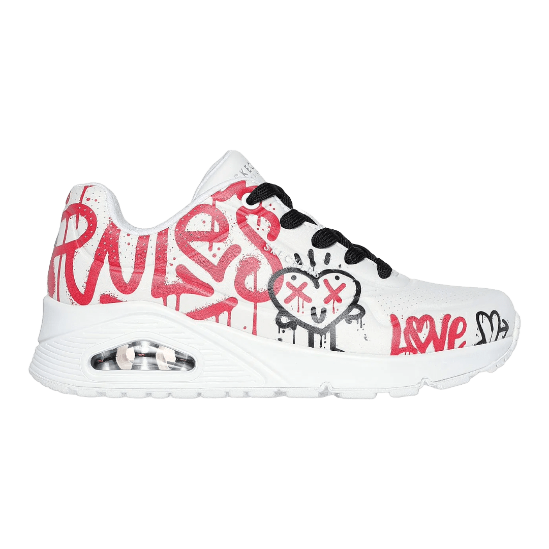 ZAPATILLAS SKECHERS UNO LOVE GRAFFITI BLANCO/ROJO (MUJER) | 177082 - WRBK SKECHERS 35 - RealSport